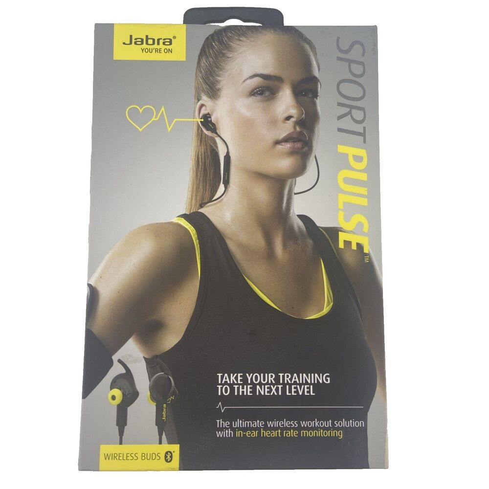Jabra Sport Pulse Wireless Stereo Headset Buds Built-in Heart Rate Monitor Black